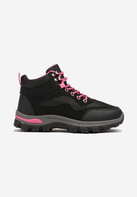 Czarno-Fuksjowe Buty Trekkingowe Trapery Vices Ozdobione Geometrycznym Motywem Anarisse 4