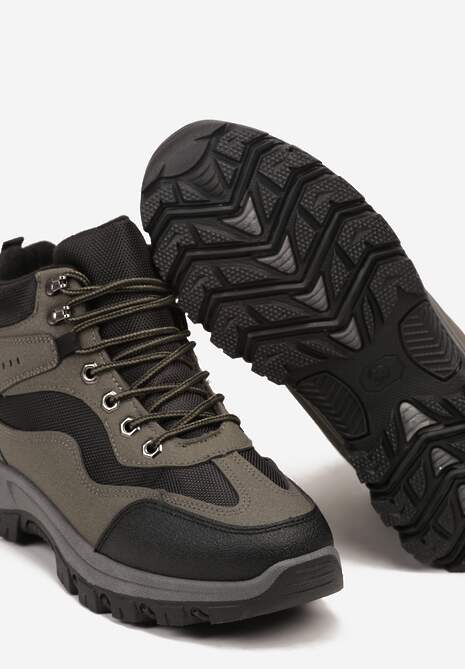 Czarno-Zielone Buty Trekkingowe Trapery Vices Ozdobione Geometrycznym Motywem Anarisse 6