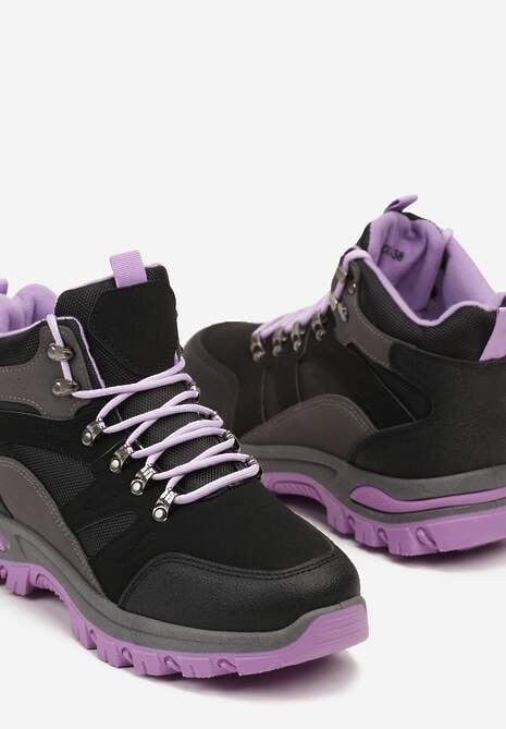 Czarno-Fioletowe Buty Trekkingowe Trapery Vices z Geometrycznym Wzorem Norrive 6