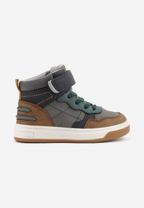 Ciemnobeżowe Botki Vices Typu Sneakersy Ozdobione Przeszyciami  Esallea
