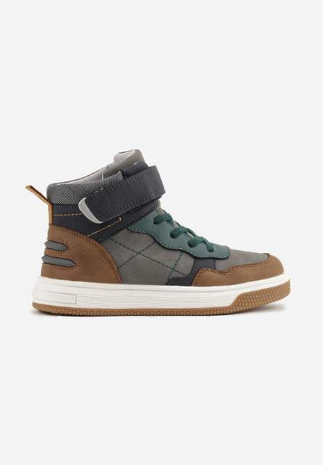 Ciemnobeżowe Botki Vices Typu Sneakersy z Przeszyciami Filvessa