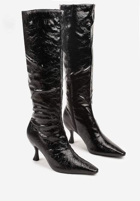 Czarne Kozaki Vices na Szpilce w Stylu Slouchy Todvire 5