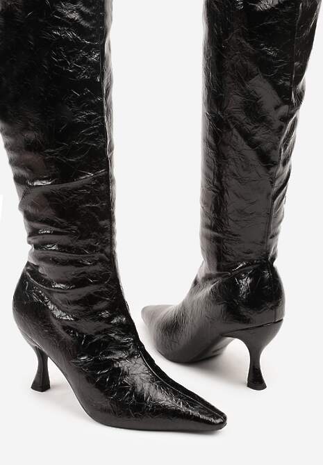 Czarne Kozaki Vices na Szpilce w Stylu Slouchy Todvire 6