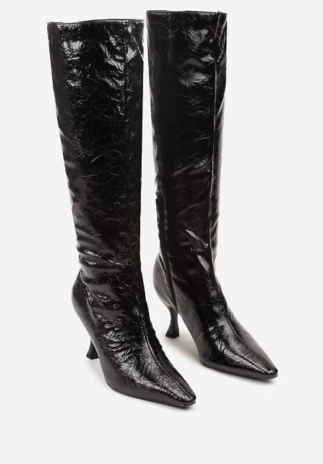 Czarne Kozaki Vices na Szpilce w Stylu Slouchy Todvire 7