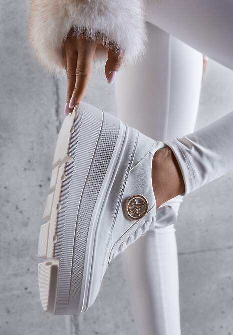 Białe Chunky Sneakersy Vices na Platformie z Okrągłym Detalem Sedvira