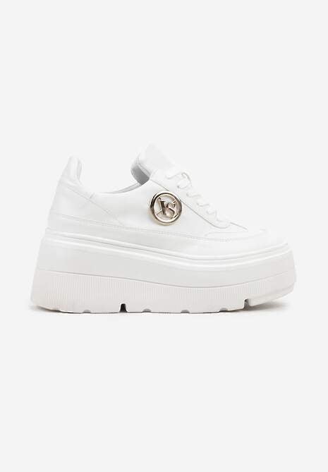 Białe Chunky Sneakersy Vices na Platformie z Okrągłym Detalem Sedvira 4