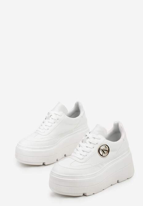 Białe Chunky Sneakersy Vices na Platformie z Okrągłym Detalem Sedvira 5