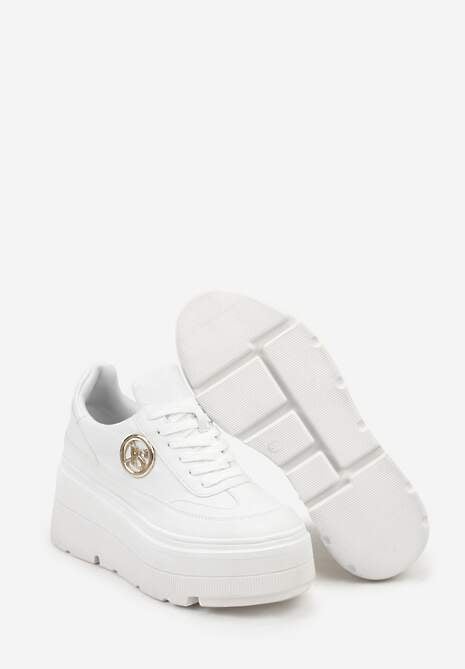 Białe Chunky Sneakersy Vices na Platformie z Okrągłym Detalem Sedvira 7