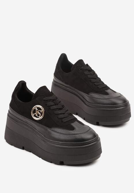 Czarne Chunky Sneakersy Vices na Platformie z Okrągłym Detalem Sedvira 5
