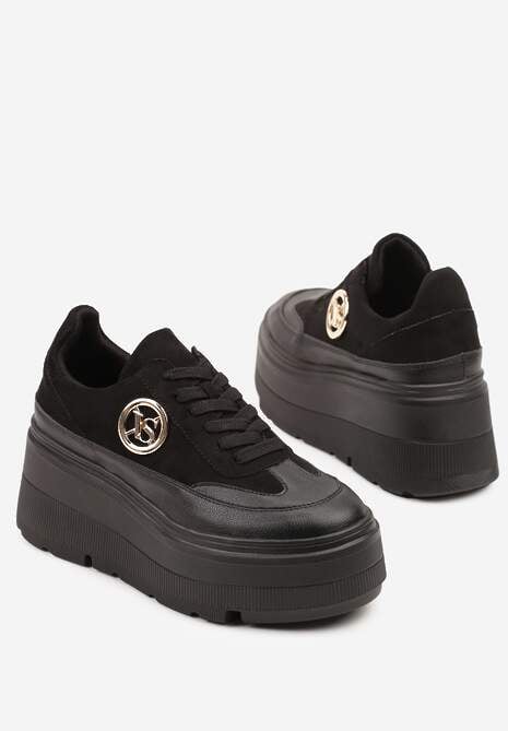 Czarne Chunky Sneakersy Vices na Platformie z Okrągłym Detalem Sedvira 6