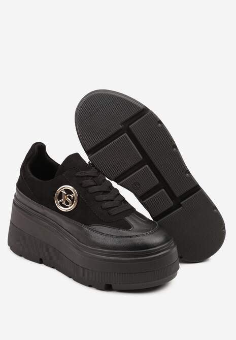 Czarne Chunky Sneakersy Vices na Platformie z Okrągłym Detalem Sedvira 7