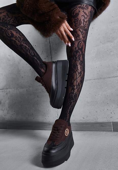 Brązowe Chunky Sneakersy Vices na Platformie z Okrągłym Detalem Sedvira