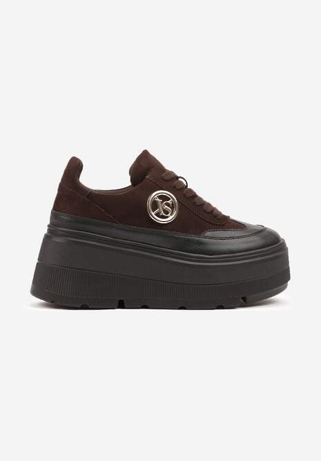 Brązowe Chunky Sneakersy Vices na Platformie z Okrągłym Detalem Sedvira 4