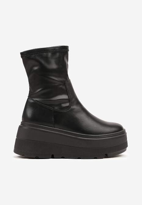 Czarne Botki Vices w Stylu Tech Gothic na Platformie Niorna 4