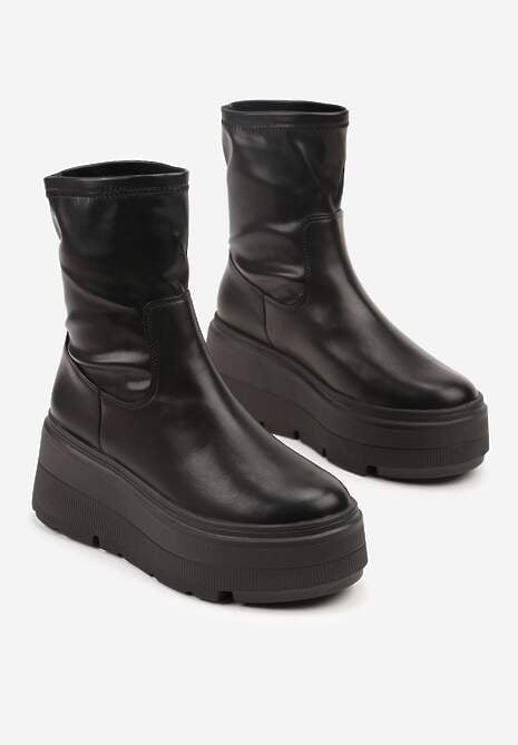 Czarne Botki Vices w Stylu Tech Gothic na Platformie Niorna 5