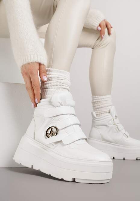 Białe Botki Sneakersy Vices na Platformie w Stylu Y2K Gelira 4