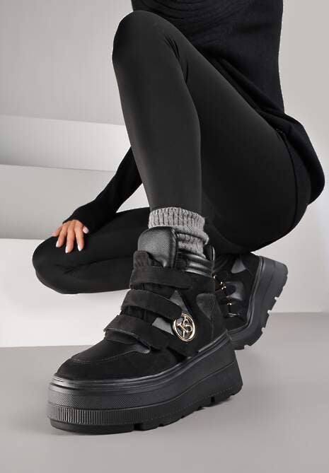 Czarne Botki Sneakersy Vices na Platformie w Stylu Y2K Gelira