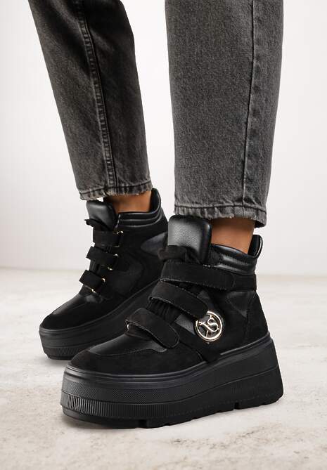 Czarne Botki Sneakersy Vices na Platformie w Stylu Y2K Gelira
