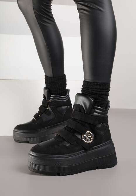 Czarne Botki Sneakersy Vices na Platformie w Stylu Y2K Gelira 4