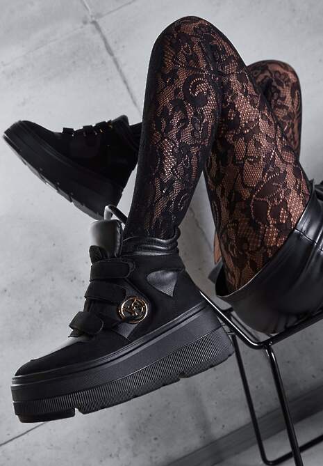 Czarne Botki Sneakersy Vices na Platformie w Stylu Y2K Gelira