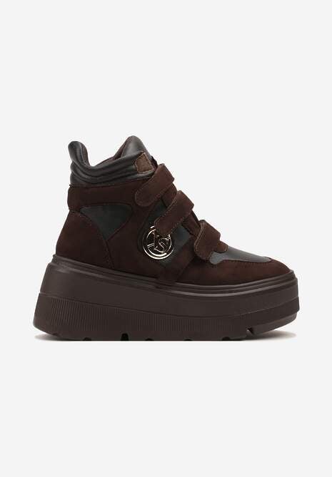 Brązowe Botki Sneakersy Vices na Platformie w Stylu Y2K Gelira