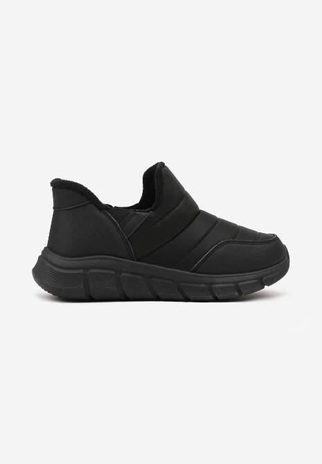 Czarne Sneakersy na Platformie z Tłoczeniem i Pikowaną Cholewką Vermina 4