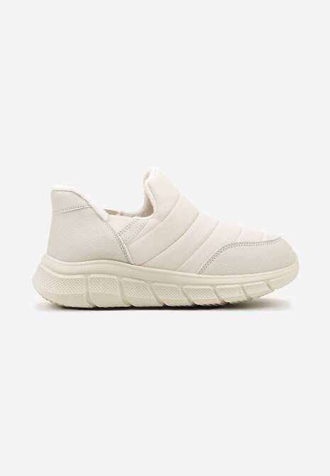 Beżowe Sneakersy na Platformie z Tłoczeniem i Pikowaną Cholewką Vermina 4