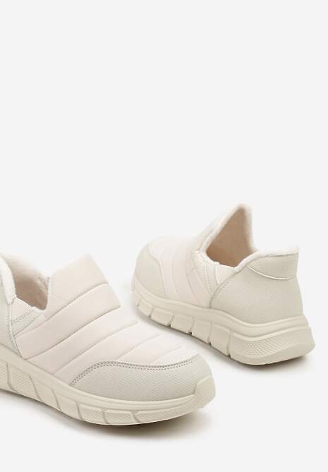 Beżowe Sneakersy na Platformie z Tłoczeniem i Pikowaną Cholewką Vermina 6