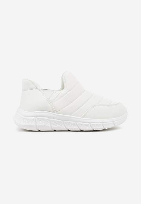 Białe Sneakersy na Platformie z Tłoczeniem i Pikowaną Cholewką Vermina 4