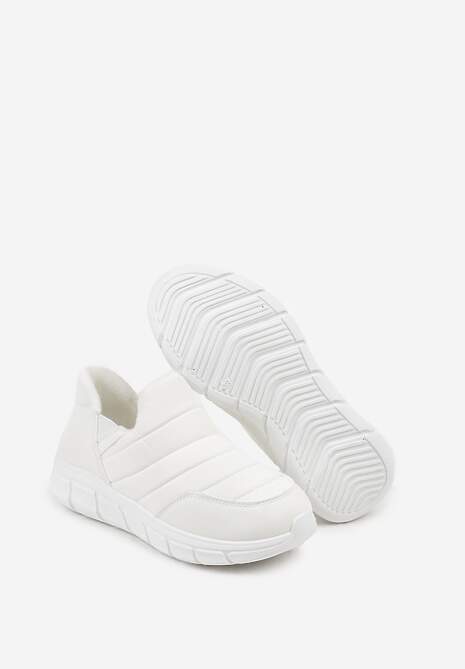Białe Sneakersy na Platformie z Tłoczeniem i Pikowaną Cholewką Vermina 7
