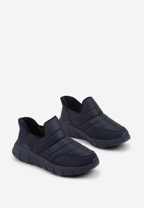 Niebieskie Sneakersy na Platformie z Tłoczeniem i Pikowaną Cholewką Vermina 5