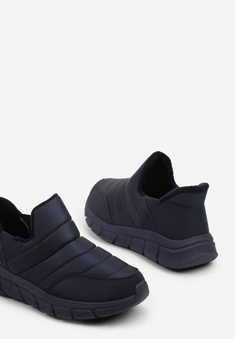 Niebieskie Sneakersy na Platformie z Tłoczeniem i Pikowaną Cholewką Vermina 6