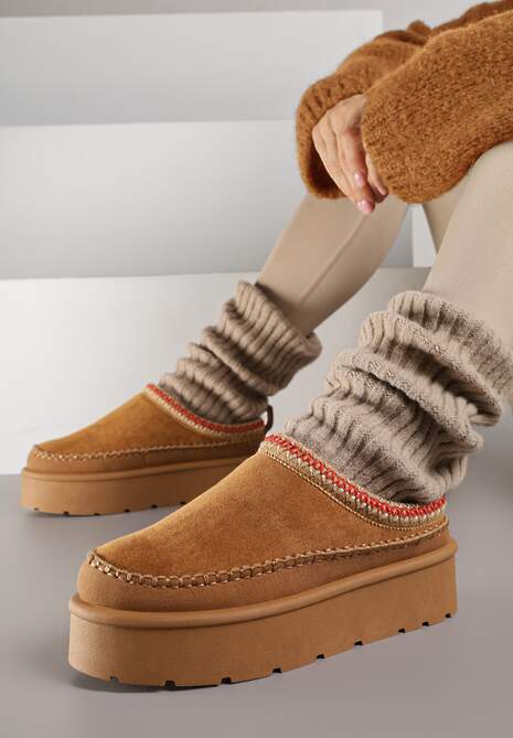 Jasnobrązowe Śniegowce z Futrzanym Ociepleniem na Platformie Reiandea 4