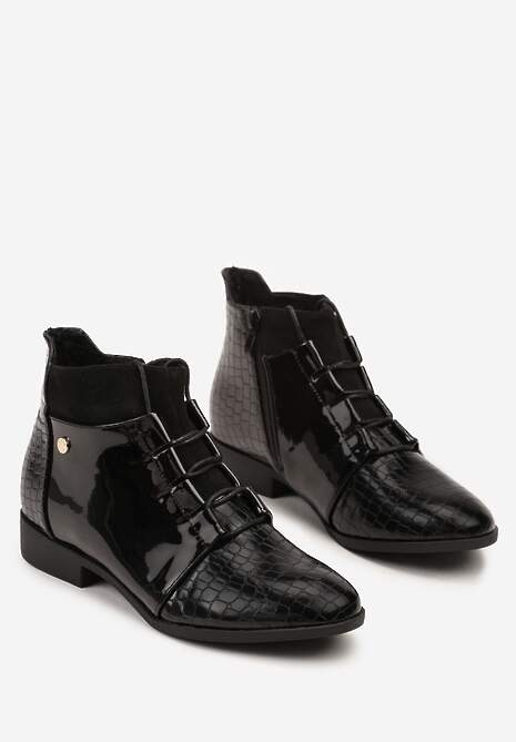 Czarne Eleganckie Botki Vices ze Sznurowaną Cholewką Vlerrie 5