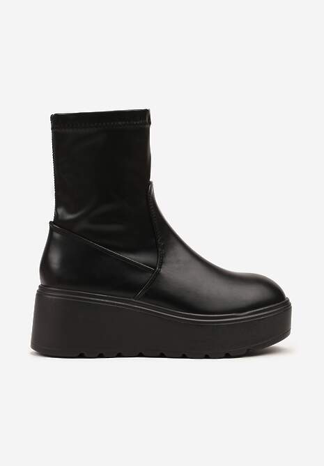 Czarne Botki Vices na Koturnie w Stylu Grunge z Dopasowaną Cholewką Faleirae 4