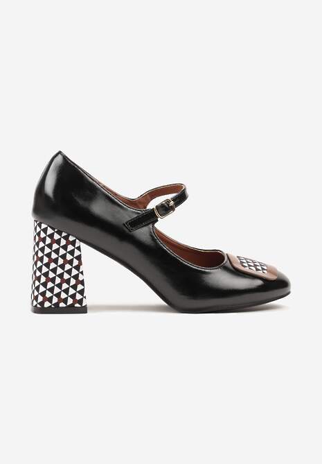 Czarne Retro Czółenka Vices w Stylu Mary Jane ze Skórzaną Wkładką Vedvire 4