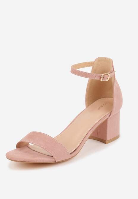 Jasnoróżowe Basicowe Sandały na Słupku Vices z Paskiem Wokół Kostki Varhira 5