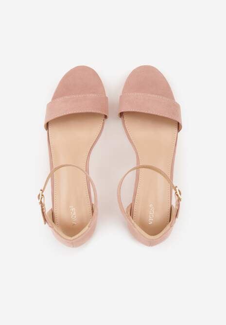 Jasnoróżowe Basicowe Sandały na Słupku Vices z Paskiem Wokół Kostki Varhira 6