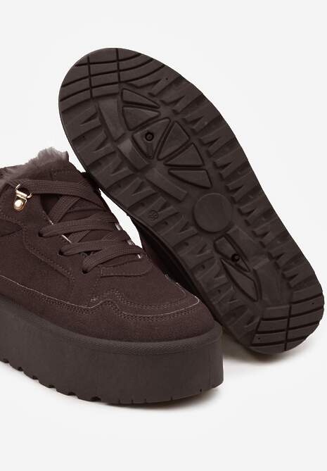 Brązowe Sneakersy Vices Stylizowane na Śniegowce na Platformie Obszyte Futerkiem Naleris 6