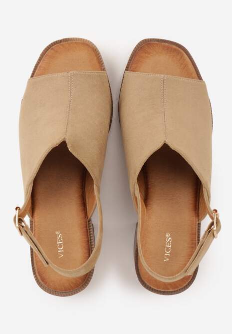 Ciemnobeżowe Sandały VICES na Słupku i Platformie Stylizowanych na Drewniane Lobenti 6