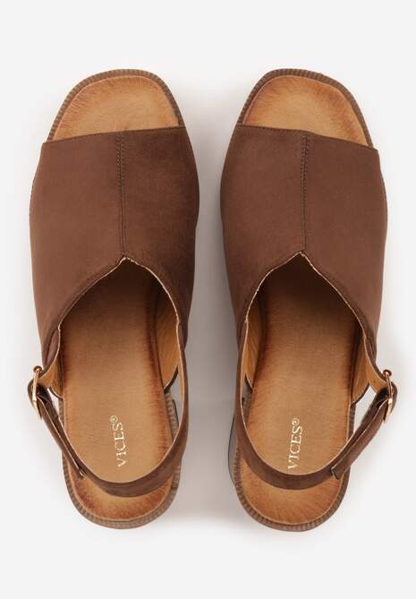 Brązowe Sandały VICES na Słupku i Platformie Stylizowanych na Drewniane Lobenti 6