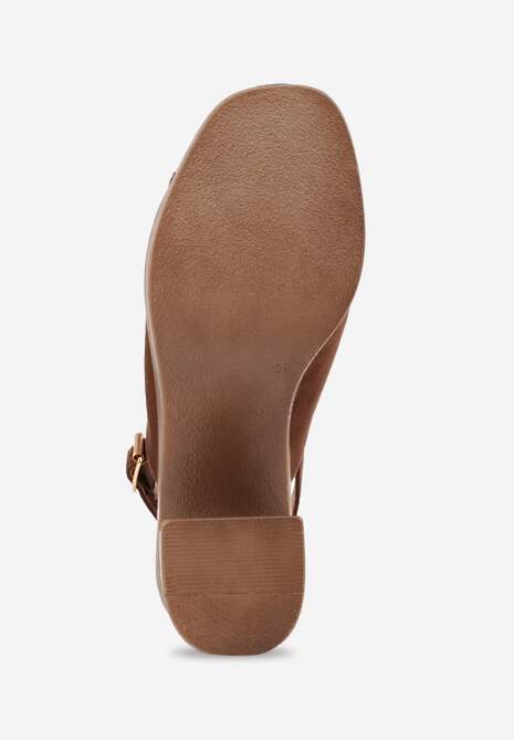 Brązowe Sandały VICES na Słupku i Platformie Stylizowanych na Drewniane Lobenti 7