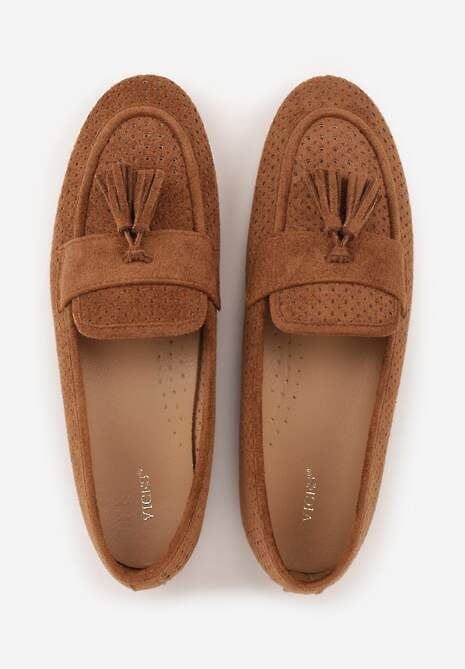 Brązowe Mokasyny VICES z Ażurową Cholewką i Frędzlami Hyrilea 6