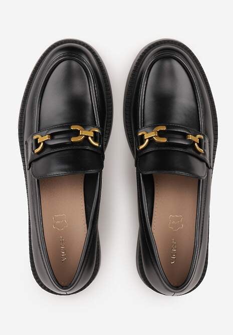 Czarne Eleganckie Mokasyny VICES z Aplikacją i Wkładką ze Skóry Naturalnej Arinatta 6