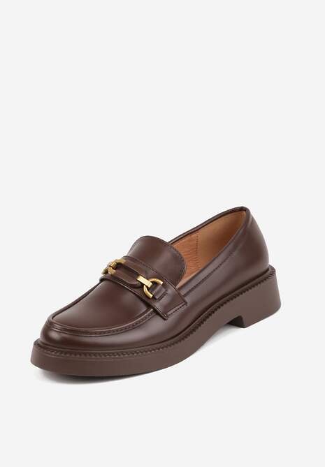 Brązowe Eleganckie Mokasyny VICES z Aplikacją i Wkładką ze Skóry Naturalnej Arinatta 5