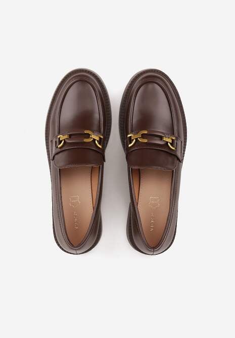 Brązowe Eleganckie Mokasyny VICES z Aplikacją i Wkładką ze Skóry Naturalnej Arinatta 6
