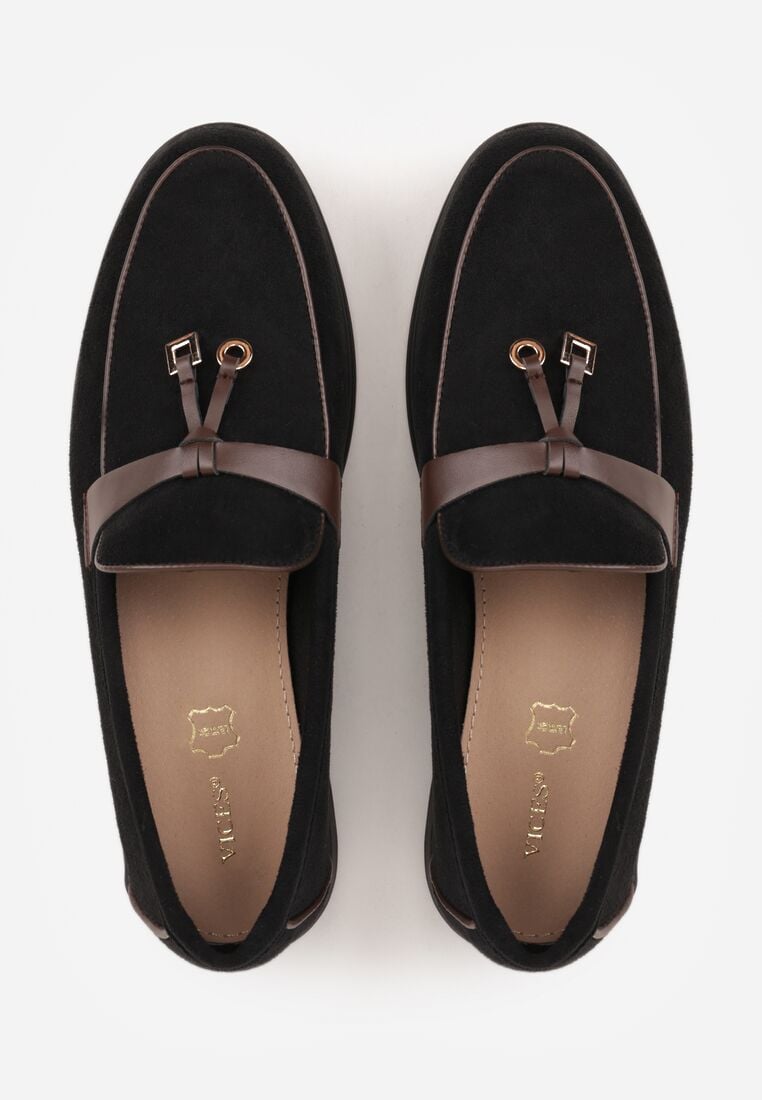 Czarne Mokasyny VICES z Imitacji Zamszu z Wkładką ze Skóry Naturalnej Dispova 6