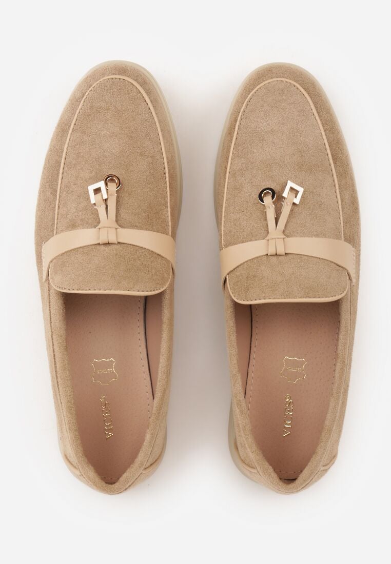 Ciemnobeżowe Mokasyny VICES z Imitacji Zamszu z Wkładką ze Skóry Naturalnej Dispova 6