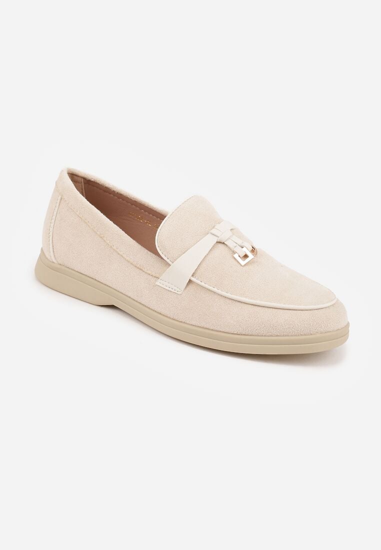 Beżowe Mokasyny VICES z Imitacji Zamszu z Wkładką ze Skóry Naturalnej Dispova 5