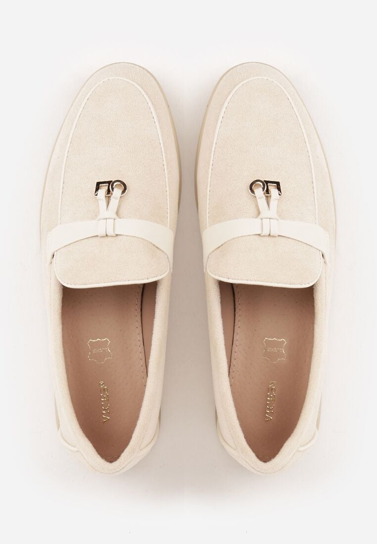 Beżowe Mokasyny VICES z Imitacji Zamszu z Wkładką ze Skóry Naturalnej Dispova 6